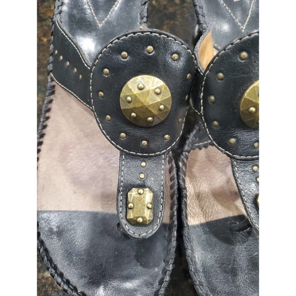 Clarks Artisan Collection Women's Black Leather Upper T-strap Wedge Sandals 8M - Picture 3 of 12